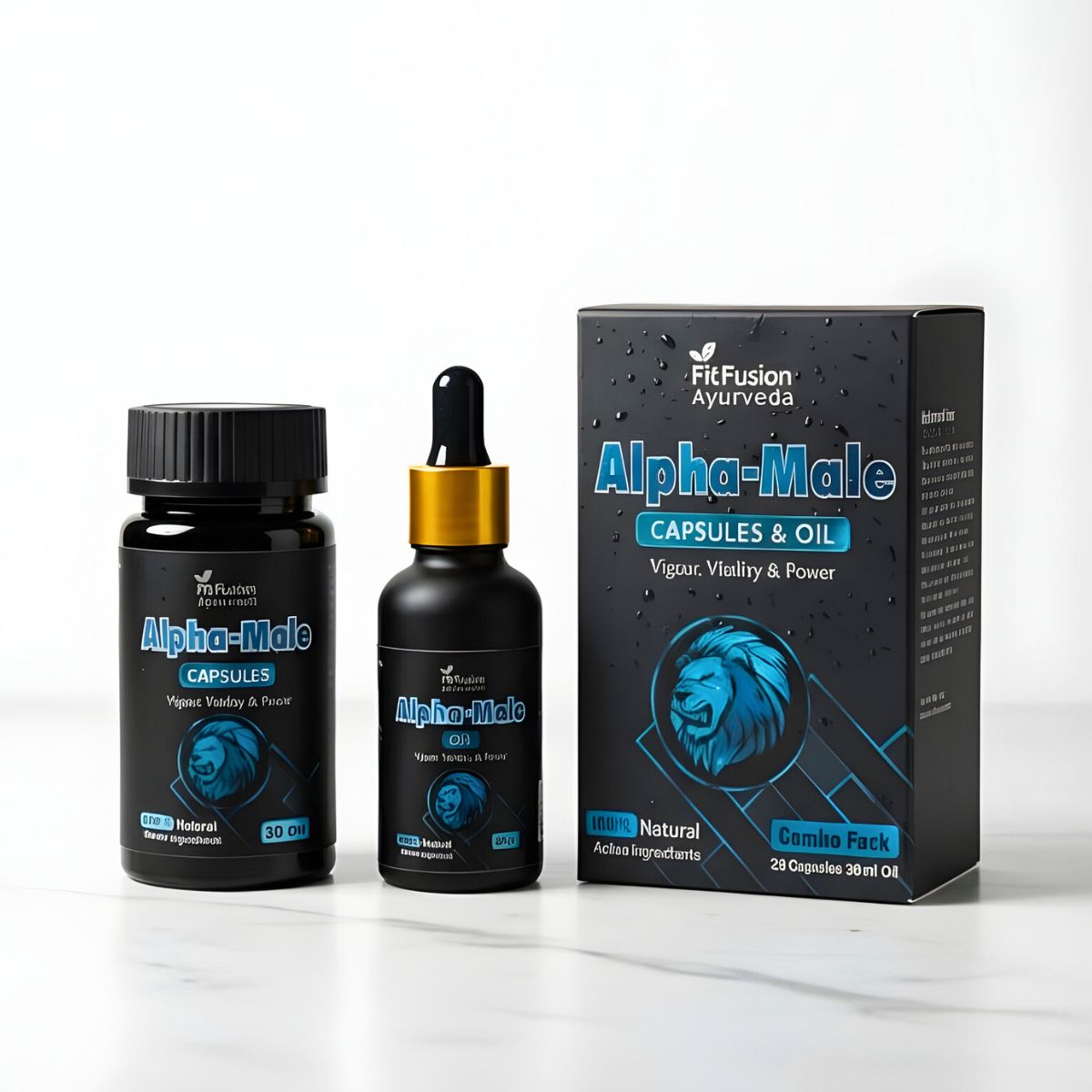 FIT FUSION AYURVEDA Alpha Male Capsule & Oil Combo For Men's Vigour, Vitality & Power  (30 Capsules, 30 ml) - View 6