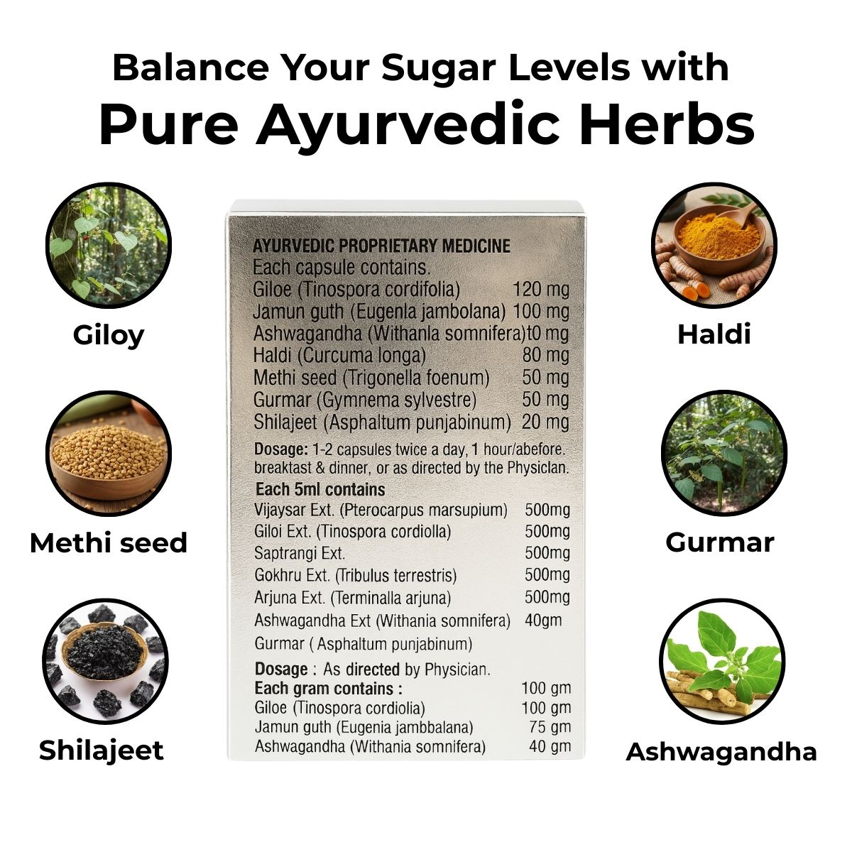 Sugar Medic Combo With Ashwagandha, Giloy, Jamun - View 2