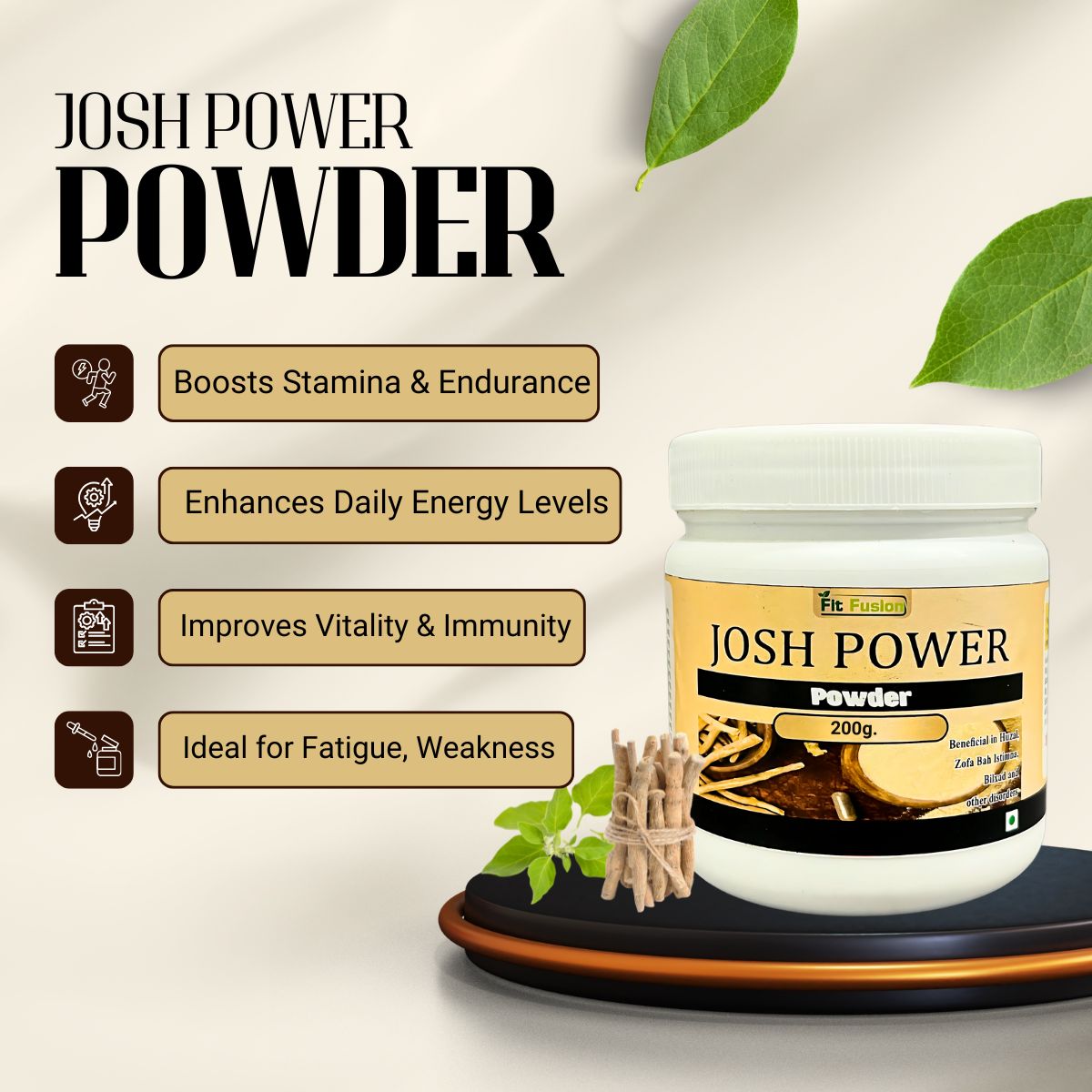 Fit Fusion Ayurveda Josh Power Powder for Men 200g With Ashwagandha & Safed Musli - View 2